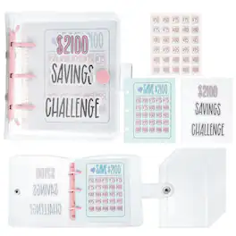 Unique Bargains - 2100 USD Savings Challenge Book, Money Saving Binder with 25 Reusable Envelopes for Budgeting & Financial Planning - Pink