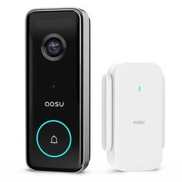 AOSU - V8S1AX11 3K 5.0-MP QHD Dual-Band Wi-Fi AI-Smart Wide-Angle Video Doorbell with HomeBase Chime, V8S1AX11 - Black