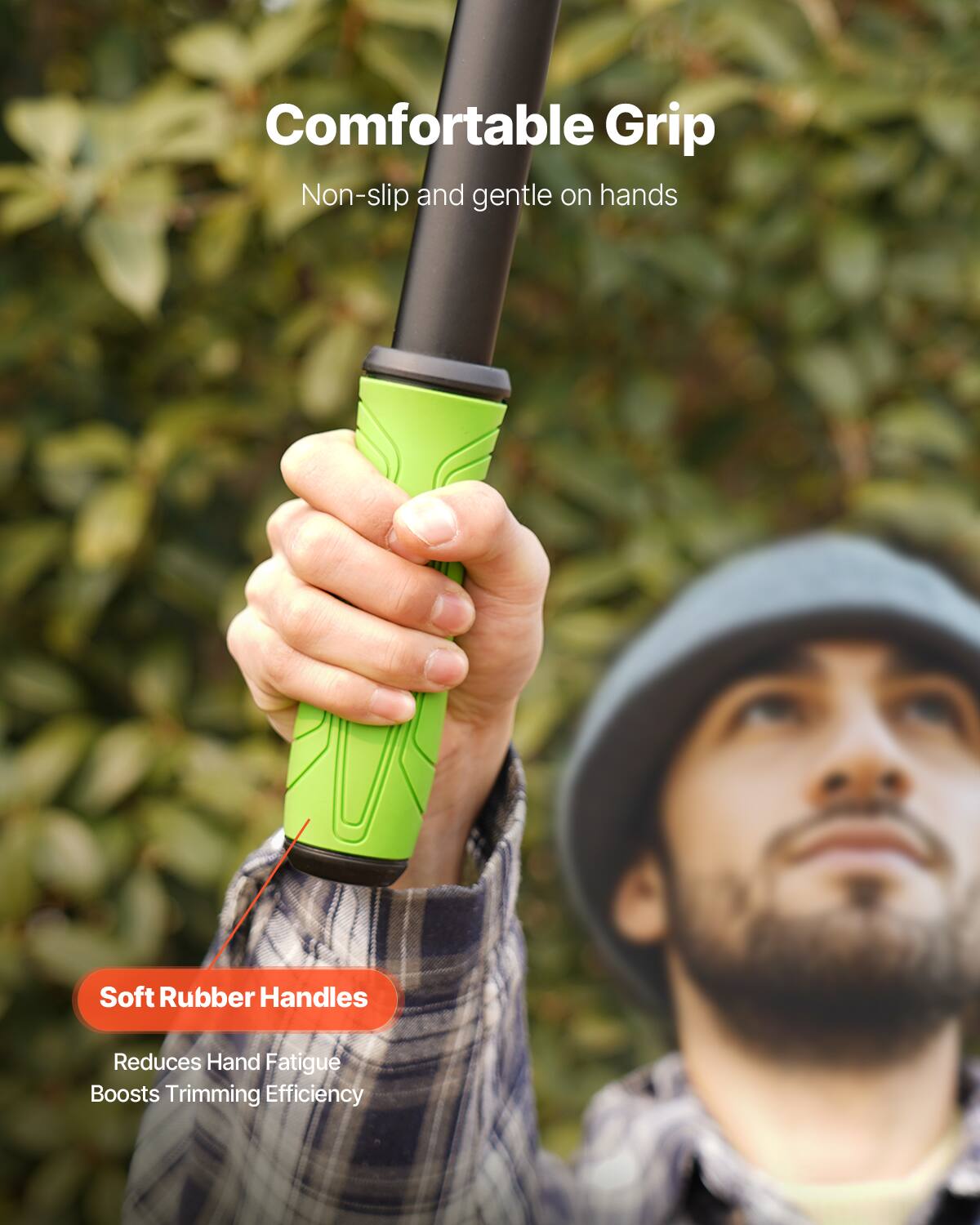 Comfortable Grip  
Non-slip and gentle on hands  

Soft Rubber Handles  
Reduces Hand Fatigue  
Boosts Trimming Efficiency