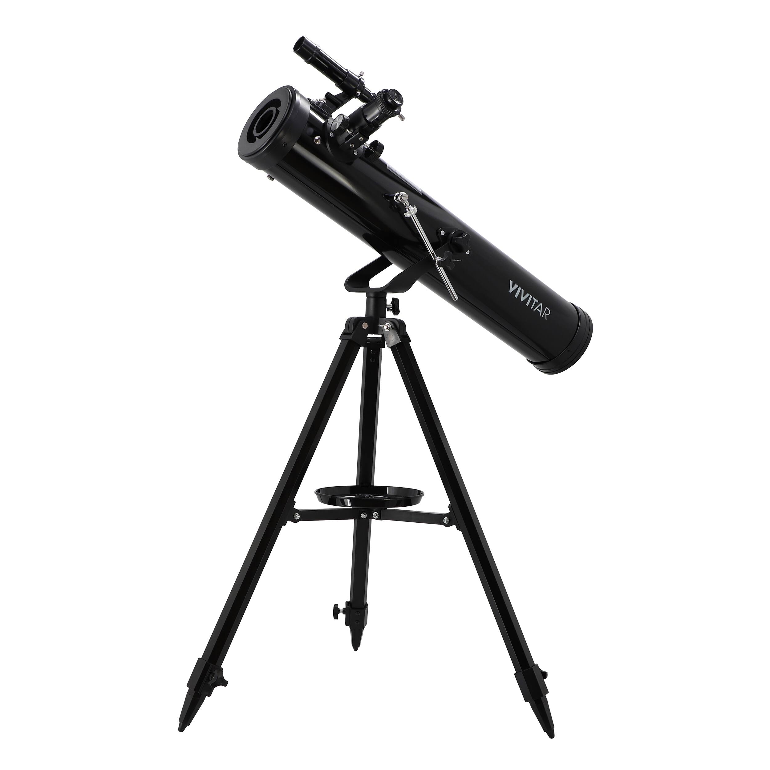 Front. Vivitar - Vivitar Stars and Beyond 175x/262x/525x Reflector Telescope in Black with Bonus Star Chart - Black.