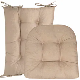 Sweet Home Collection - Rocking Chair Cushion 2 Piece Tufted Non Slip Set of Upper and Lower Cushions - Taupe