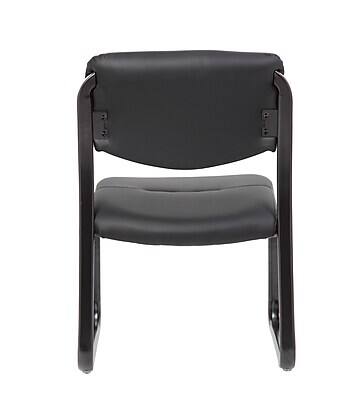 Alt View 3. Boss Office Products - Armless Leather Sled Base Side Chair (B9539) - Black.