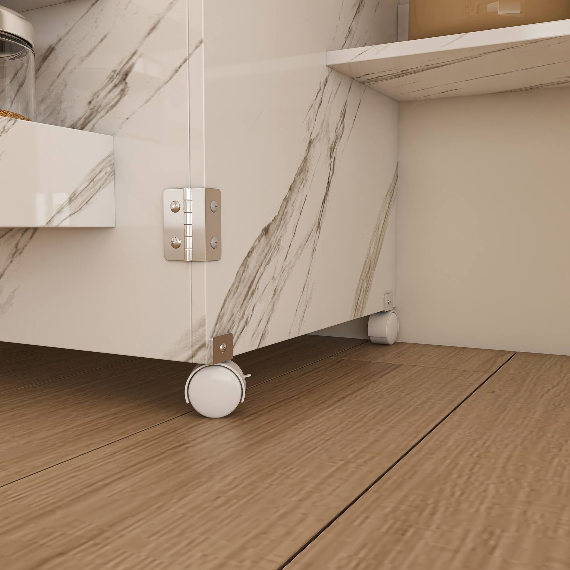 Alt View 2. GOODSILO - Versatile 4-in-1 Folding Craft Station with Wheels – Multi-Functional Worktable for Sewing, Storage, and Display - White.