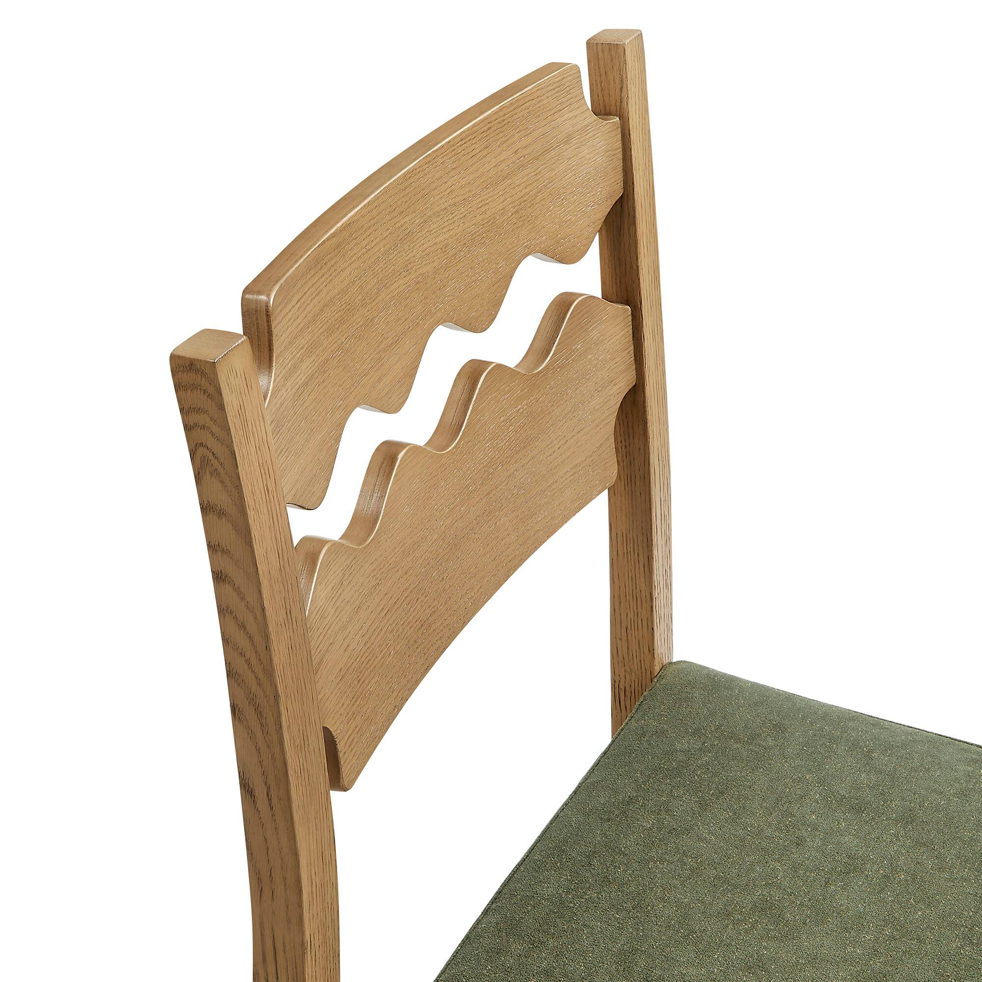 Alt View 6. Modway - Jax Oak Wood Bar Stool With Wavy Razor Back and Cushion by Modway - Weathered Oak Sage.