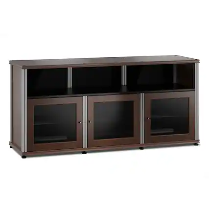 Front. Salamander Designs - Salamander Designs Synergy 339 Triple Wide A/V Cabinet (Walnut & Aluminum) - Walnut/Aluminum.
