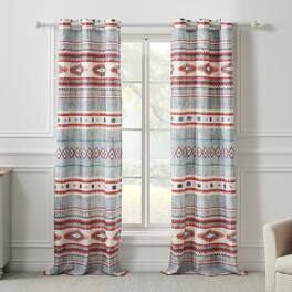 Greenland Home Fashions - Kiva Western Boho Curtain Panels Tiebacks Pair 42" x 84" by Greenland Home Fashion - Stone