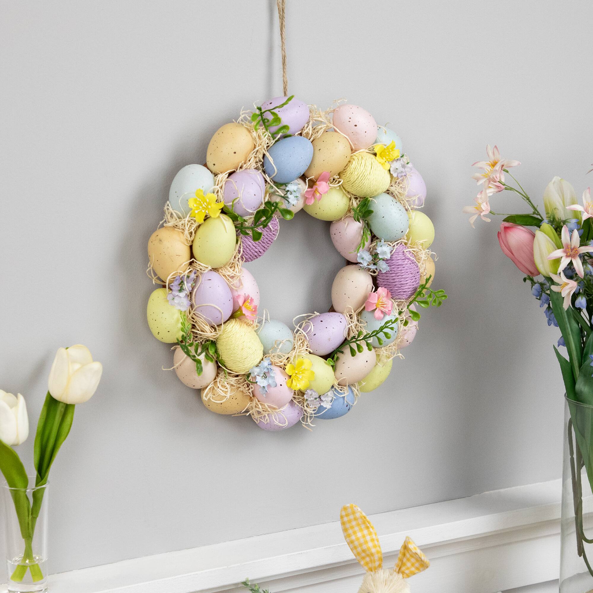 Alt View 2. Northlight - Floral and Easter Egg Spring Wreath - 12.5" - Multicolor - Multi.