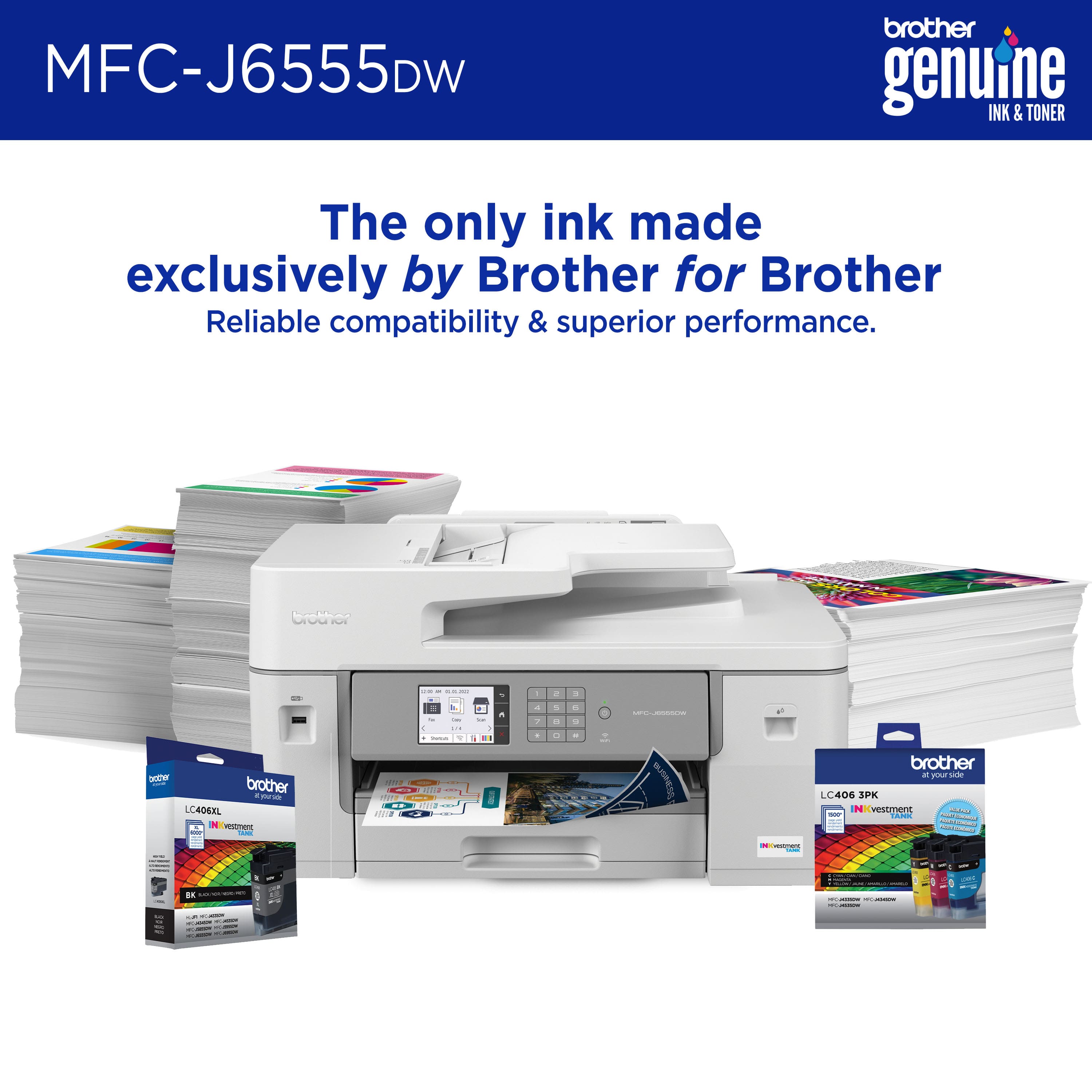 The text on the image is grouped and corrected as follows:
"MFC-J6555DW brother genuine INK & TONER The only ink made exclusively by Brother for Brother Reliable compatibility & superior performance. - - - - - - - - - - - - - - - - - - - - - - - - - - - - - - - - - - - - - - - - - - - - - - - - - - - - - - - - - - - - - - - - - - - - - - - - - - - - - - - - - - - - - - - - - - - - - - - - - - - - - - - - - - - - - - - - - - - - - - - - - - - - - - - - - - - - - - - - - - - - - - - - - - - - - - - - - - - - - - - - - - - - - - - - - - - - - - - - - - - - - - - - - - - - - - - - - - - - - - - - - - - - - - - - - - - - - - - - - - - - - - - - - - - - - - - - - - - - - - - - - - - - - - - - - - - - - - - - - - - - - - - - - - - - - - - - - - - - - - - - - - - - - - - - - - - - - - - - - - - - - - - - - - - - - - - - - - - - - - - - - - - - - - - - - - - - - - - - - - - - - - - - - - - - - - - - - - - - - - - - - - - - - - - - - - - - - - - - - - - - - - - - - - - - - - - - - - - - - - - - - - - - - - - - - - - - - - - - - - - - - - - - - - - - - - - - - - - - - - - - - - - - - - - - - - - - - - - - -