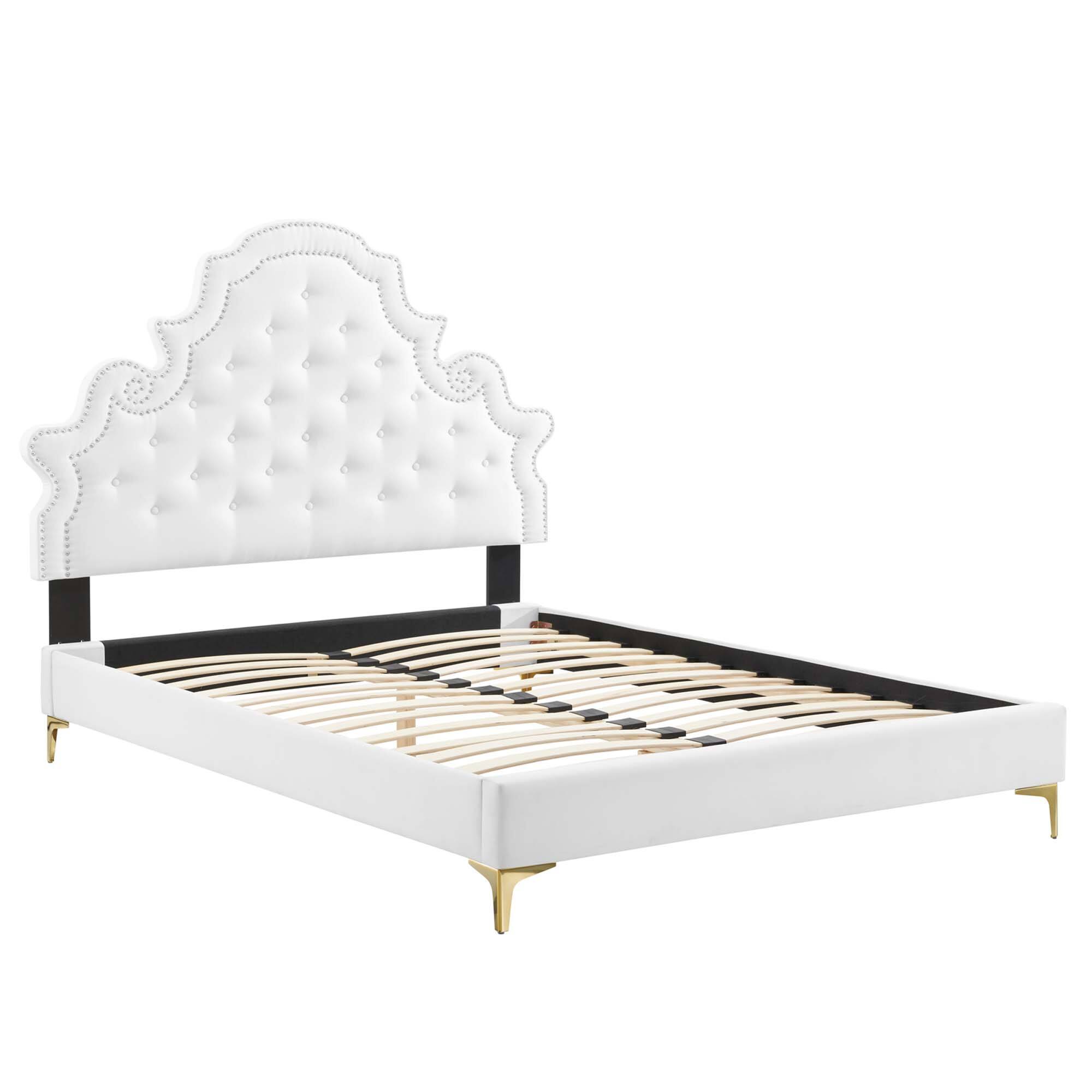 Alt View 2. Modway - Roxanne Performance Velvet King Platform Bed - White.