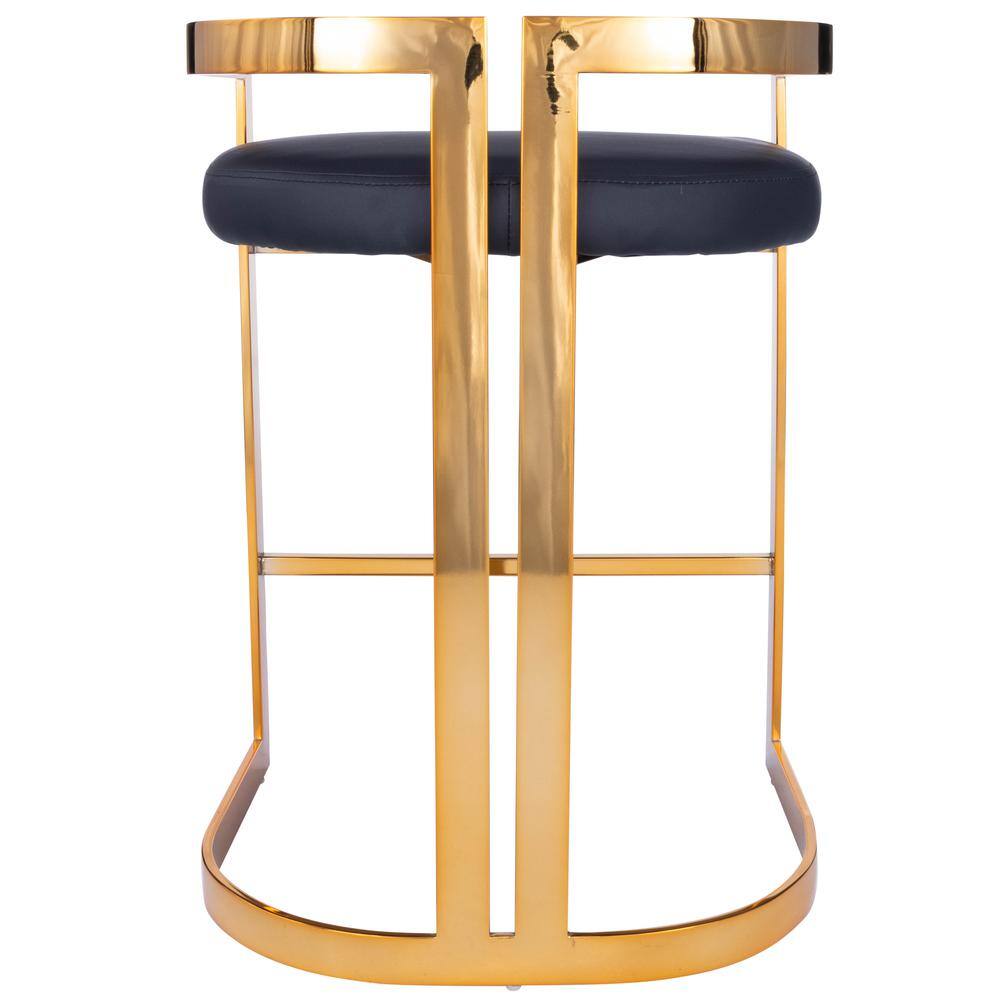 Left. Butler Specialty - Clarence & Faux Leather 25" Counter Stool - Gold.