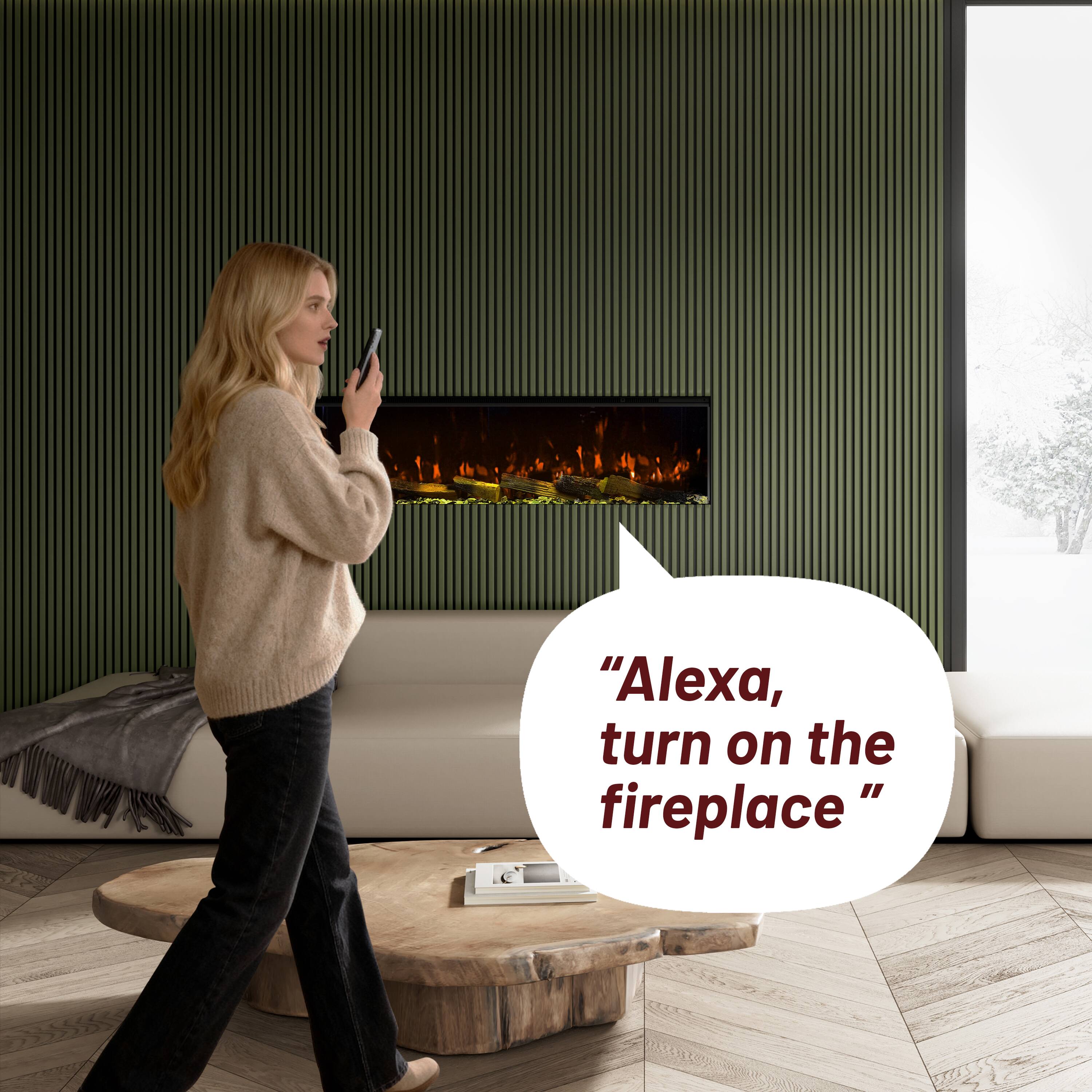 "Alexa, turn on the fireplace"