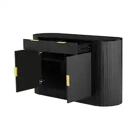 Spaco - 55" Modern Buffet Cabinet,Sideboards with 2 Doors 2 Drawers, Hidden Adjustable Shelves, Aluminum Handles - Black
