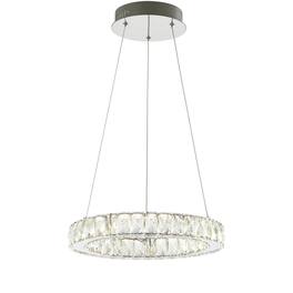 Jonathan Y - Reese 15.7" Adjustable Integrated LED Metal/Crystal Pendant, Chrome/Clear - Chrome / Clear