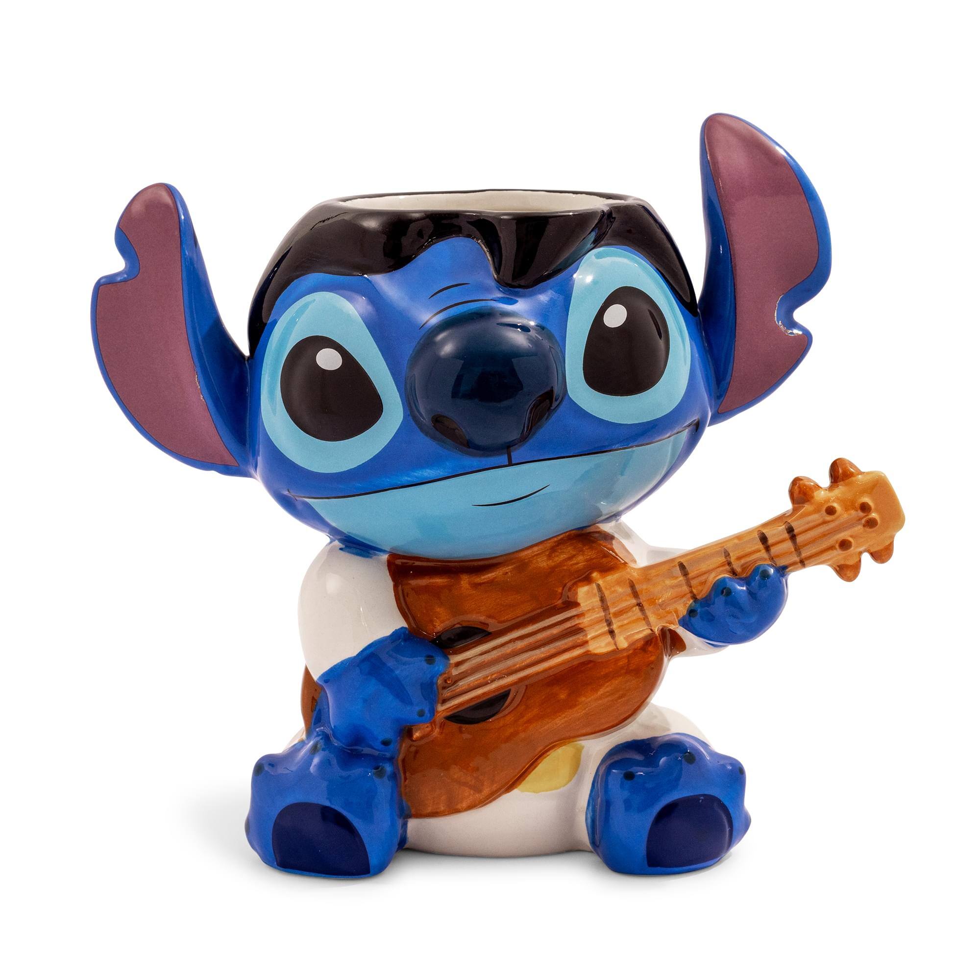 Front. Silver Buffalo - Disney Lilo & Stitch Elvis 20-Ounce Sculpted Ceramic Mug - Multi-Colored.