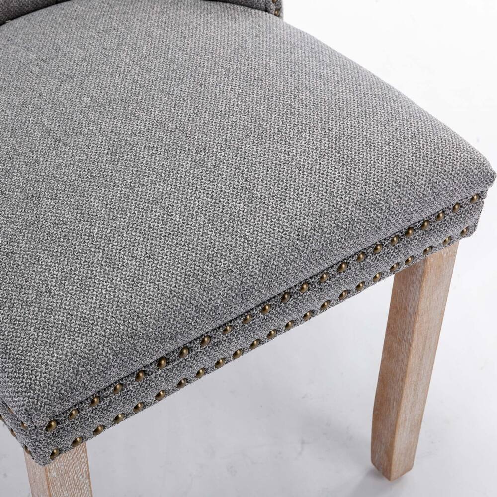 Alt View 8. Loheer - Loheer Tufted Linen Dining Chairs Set of 2 Gray Upholstered Solid Wood - Gray.