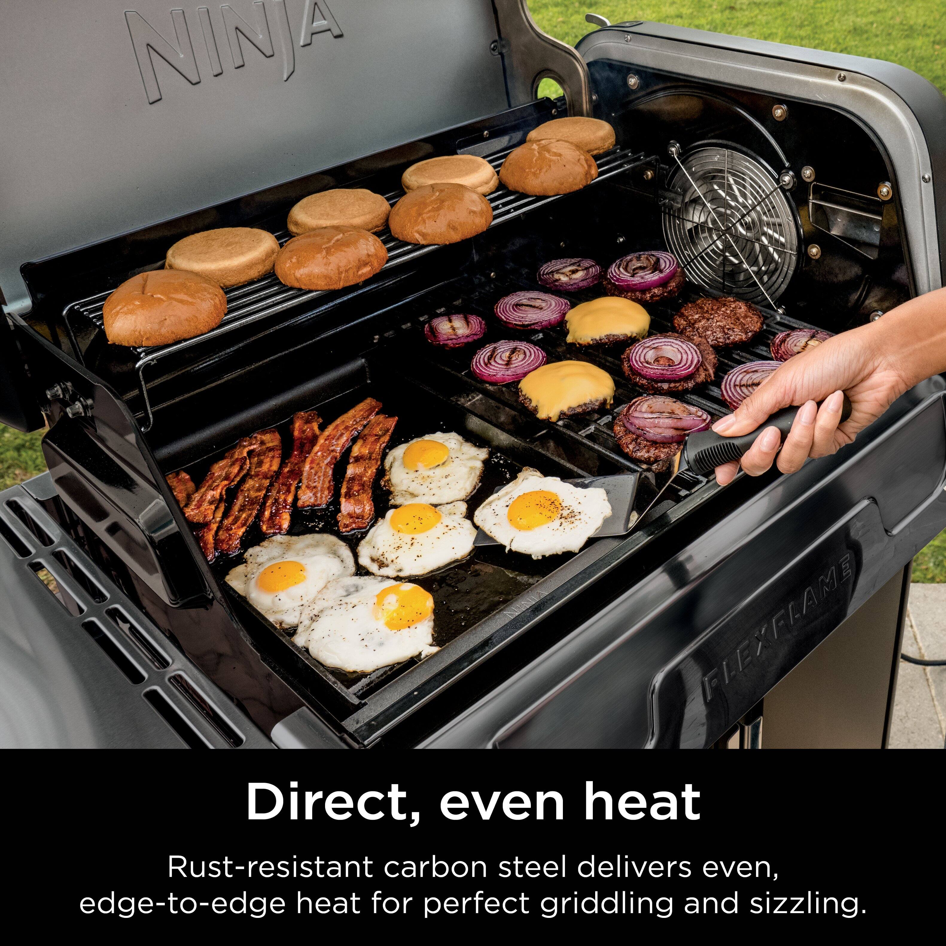 NINJA 1 M En FLEXELAME Direct, even heat Rust-resistant carbon steel delivers even, edge-to-edge heat for perfect griddling and sizzling.