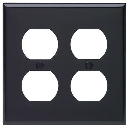 Front. Leviton - Leviton Black 2 gang Nylon Duplex Wall Plate 1 pk - Black.