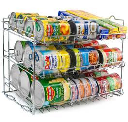 Sorbus - 3 Tier Metal Can Organizer: Efficiently Store & Display up to 36 Standard Cans - Silver