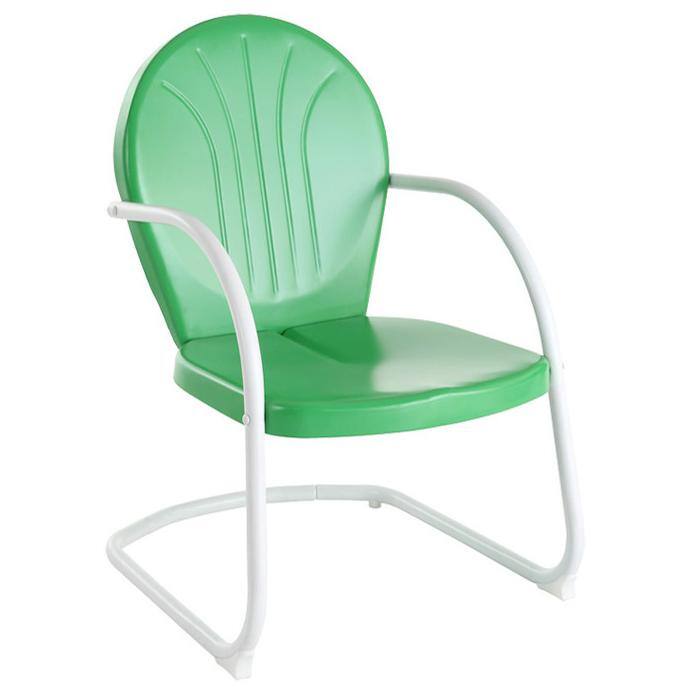 Angle. Crosley Furniture - Griffith Retro Outdoor Chair - Kelly Green Gloss.