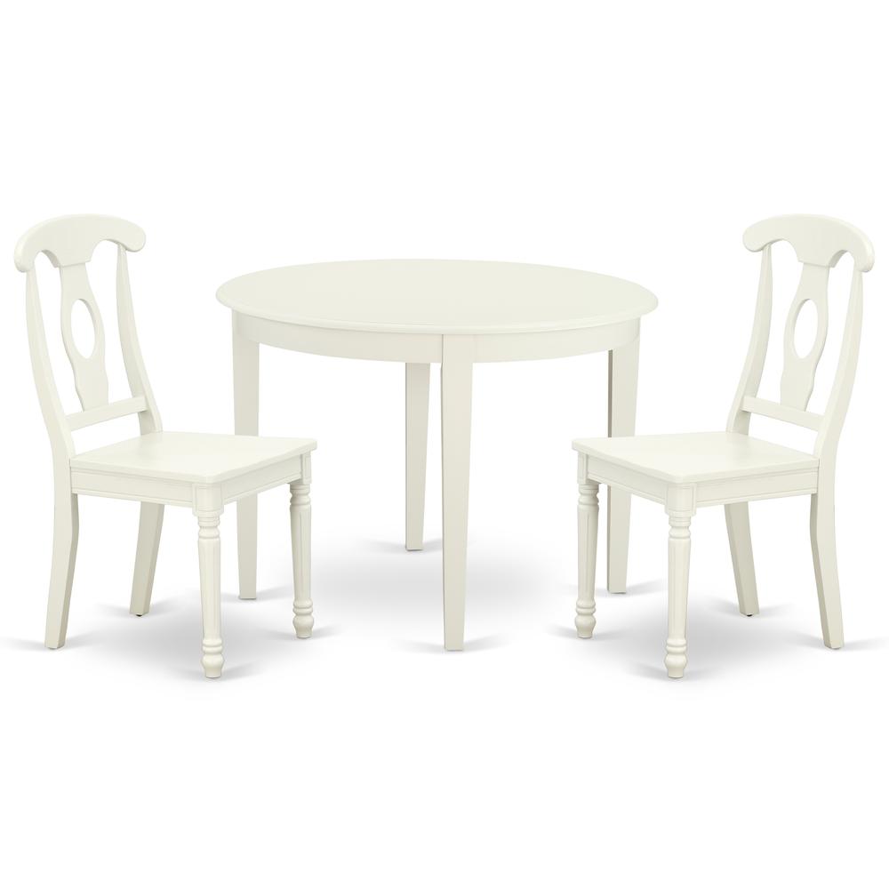 Back. East West Furniture - Dining Room Set Linen White - Brown.