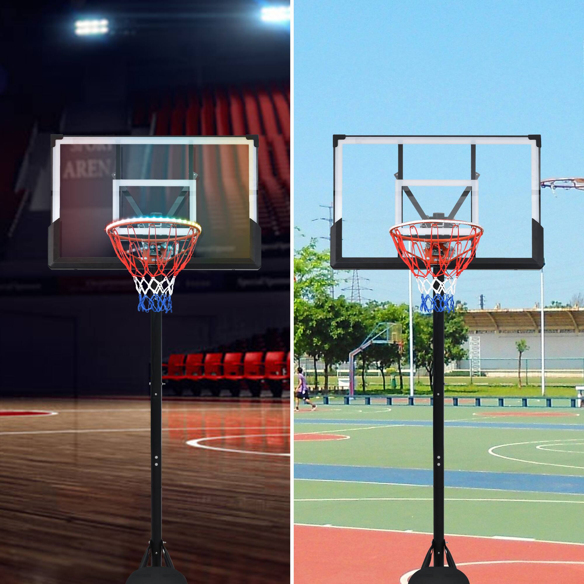 Alt View 4. ELEMENT ACE - Adjustable Height Basketball Hoop System 8-10ft for Youth & Adults with LED Lights - Black.