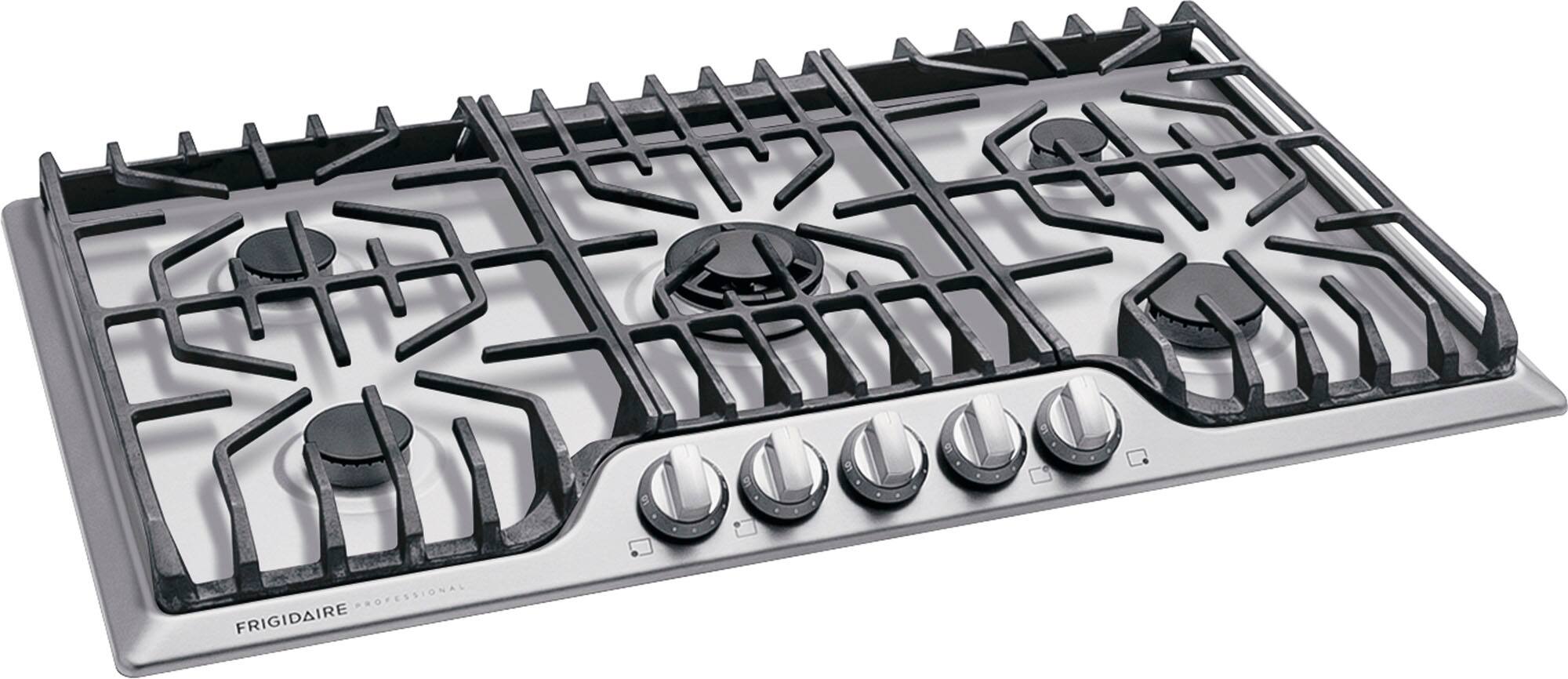 Left. Frigidaire - Professional 36" Gas Cooktop - Stainless steel.