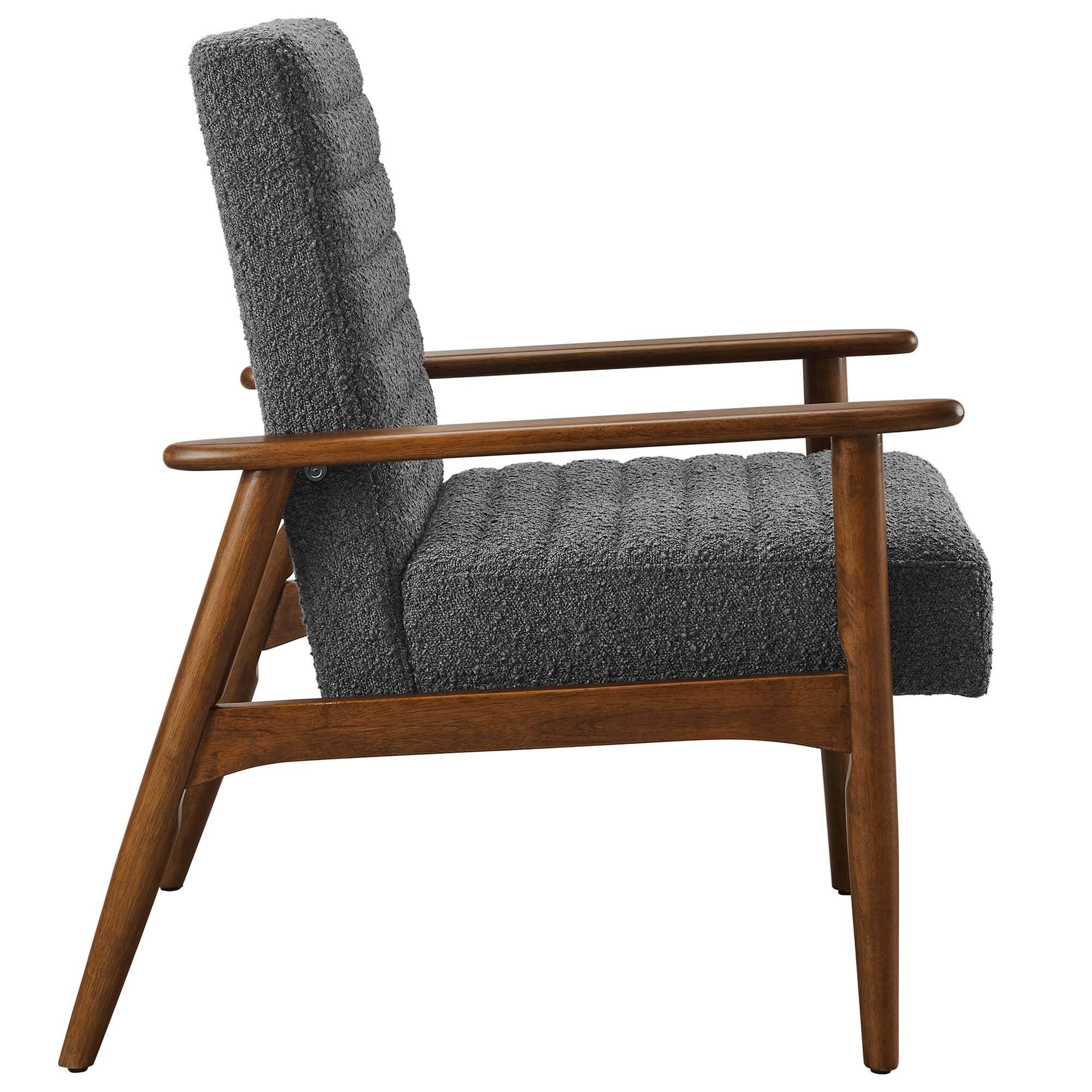 Alt View 2. Modway - Jensen Boucle Fabric Accent Chair by Modway - Walnut Charcoal.