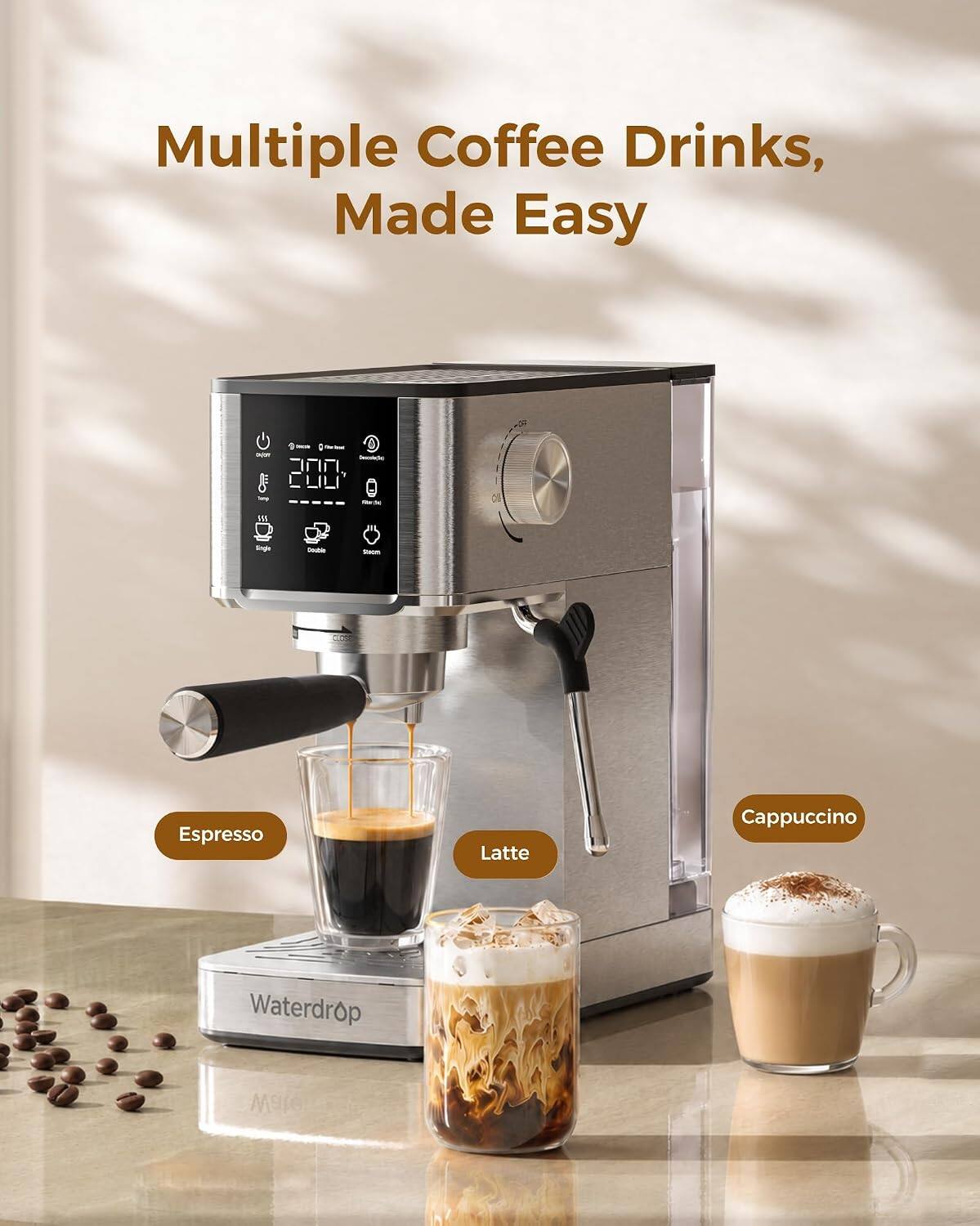 Multiple Coffee Drinks, Made Easy

Single

Colatoria

Soon

Espresso

Latte

Cappuccino

Waterdrop
