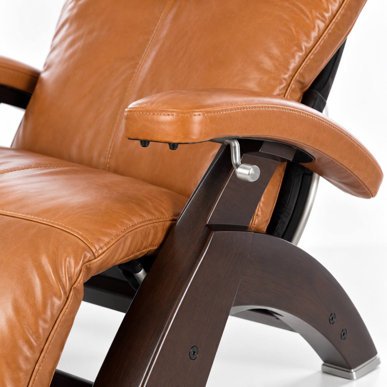 Alt View 2. Human Touch - Human Touch Perfect Chair PC-420 Classic Manual Plus Zero Gravity Recliner with Solid Wood Base - Dark Walnut / Saddle Premium Leather / Supreme.