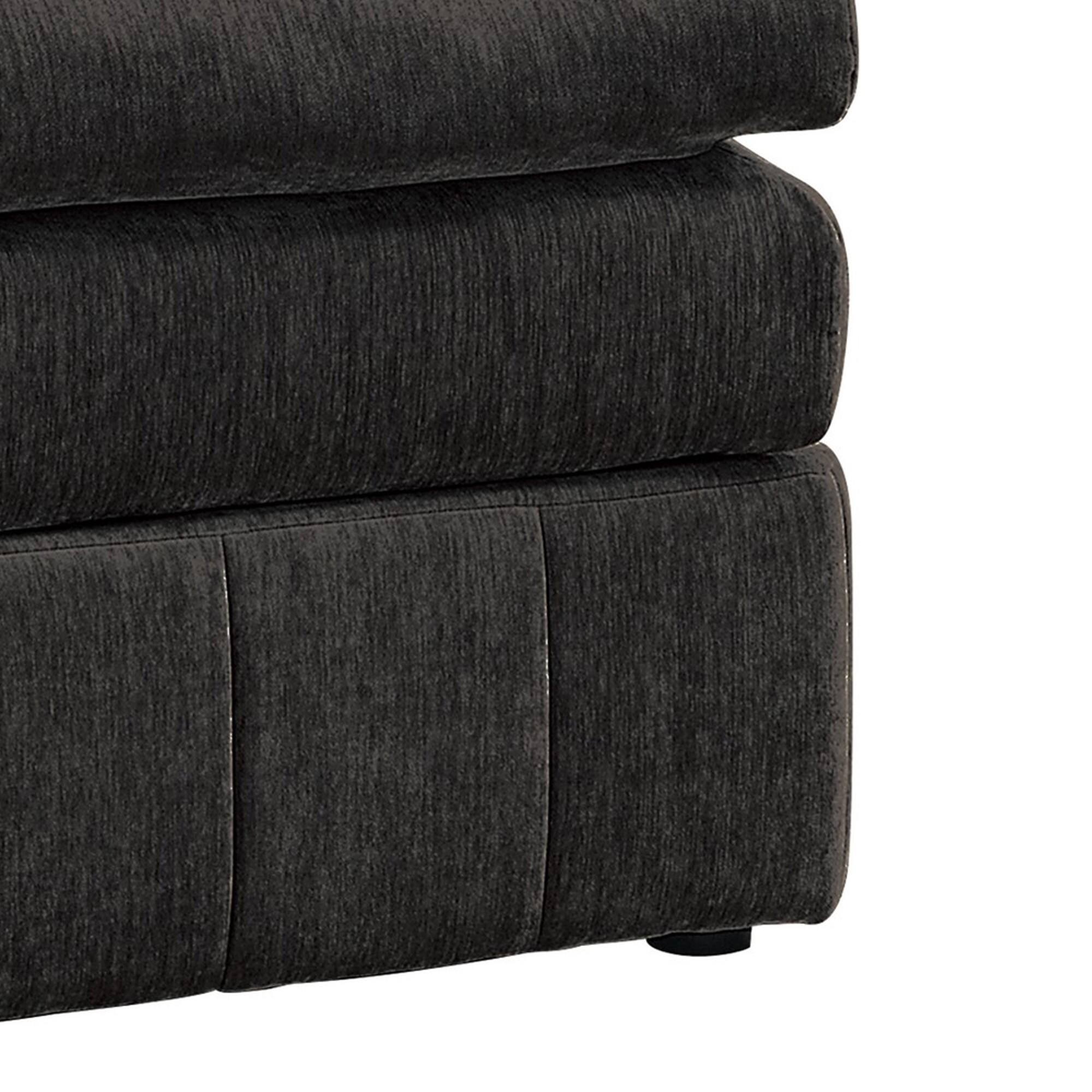 Alt View 3. Manhattan Lane - Luna 33 Inch Modular Ottoman, Three Layer Plush Cushioned Seat, Dark Gray - Dark Gray.