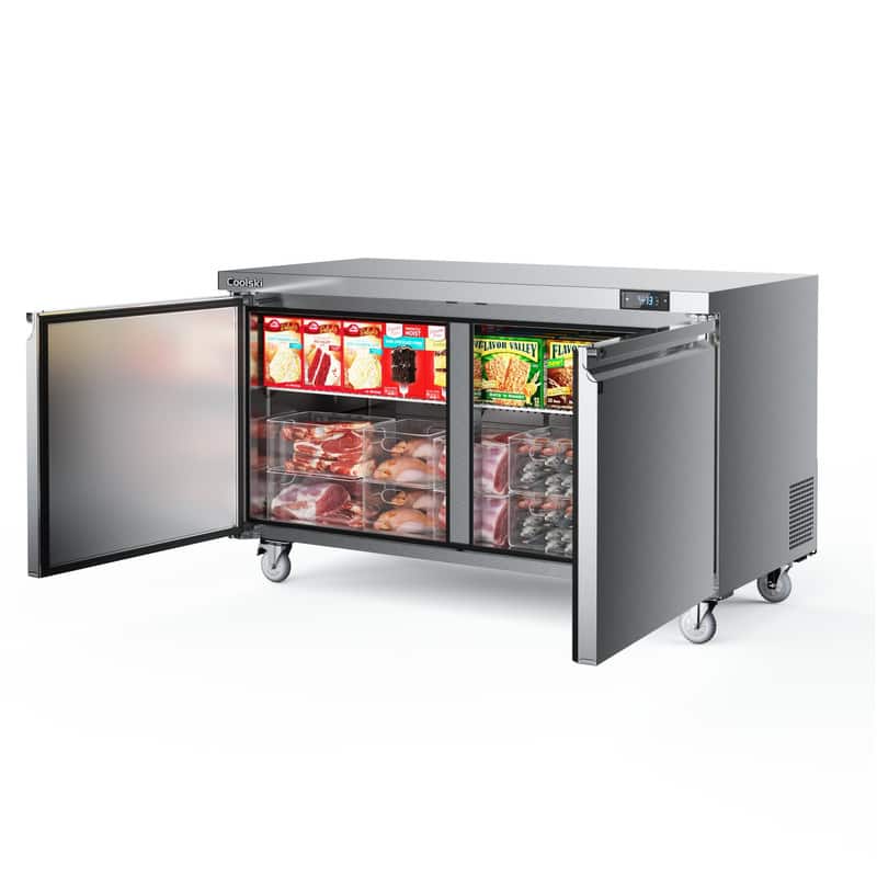 Coolski - 60 in. 17.6 cu. ft. Commercial Auto / Cycle Defrost Undercounter Upright Freezer - Stainless Steel
