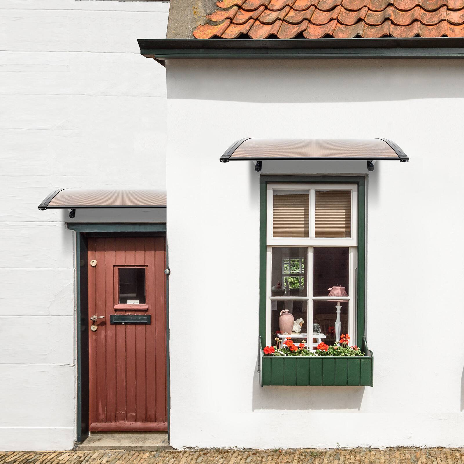 Angle. Winado - Window Awning Door Canopy 40"x40", Upgraded Aluminum Bar Outdoor Patio Awning Canopy UV Rain Snow Sunlight Protection.