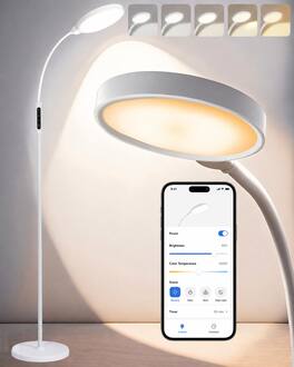 Morfone - 10 Light Full Spectrum Therapy Lamp with APP Control High CRI LED Light Therapy Floor Lamp - Black