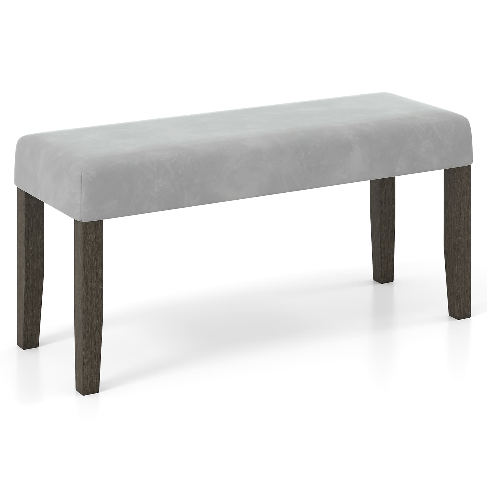 Gymax - Upholstered Bedroom Bench w/Padded Seat & Solid Wood Legs for Dining Room - Gray