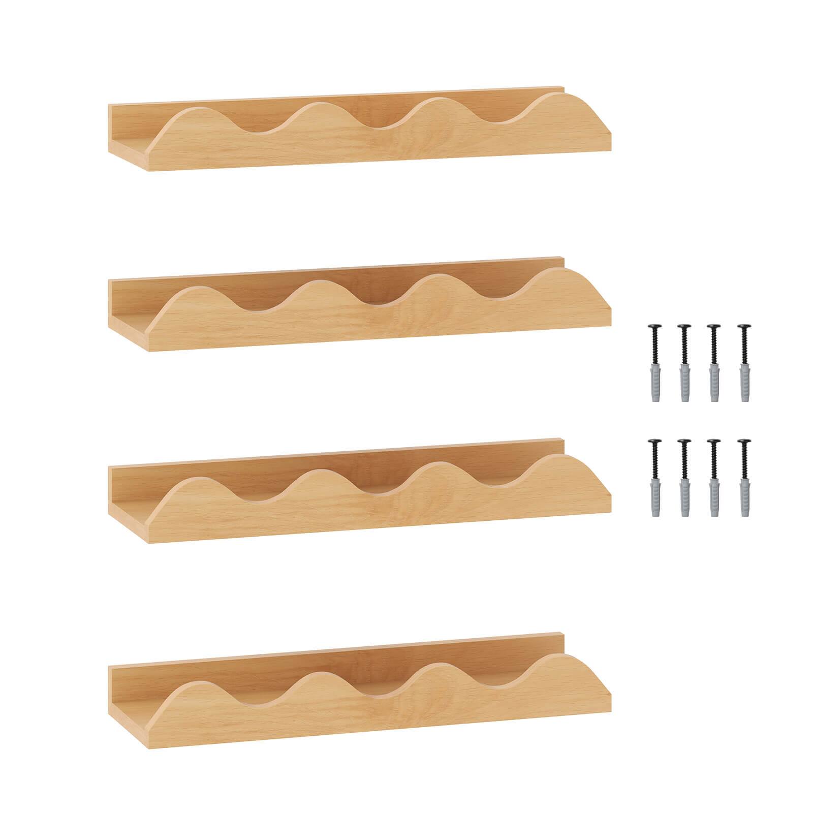 Alt View 9. Costway - Costway Kids Bookshelf Set of 4 with Fir Wood Structure & Wavy Anti-Falling Edge - Natural.