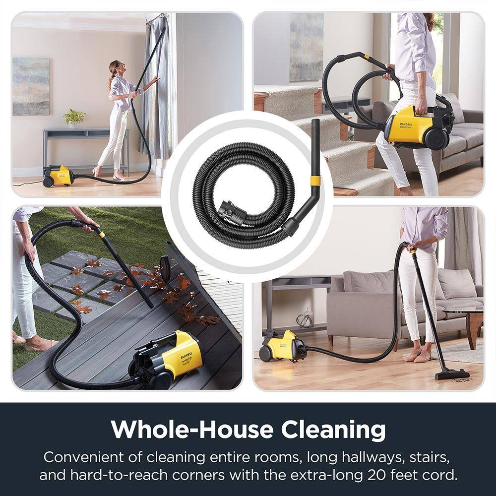 Whole-House Cleaning

Convenient for cleaning entire rooms, long hallways, stairs, and hard-to-reach corners with the extra-long 20 feet cord.