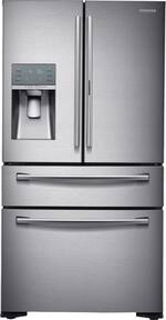 Samsung - 22.4 Cu. Ft. 4-Door Flex French Door Counter-Depth Refrigerator with Food ShowCase - Stainless steel - Front_Standard