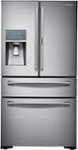 Front. Samsung - 22.4 Cu. Ft. 4-Door Flex French Door Counter-Depth Refrigerator with Food ShowCase - Stainless Steel.