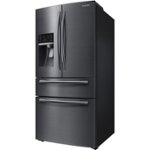 Front. Samsung - 24.73 Cu. Ft. 4-Door Flex French Door Fingerprint Resistant Refrigerator - Black Stainless Steel.