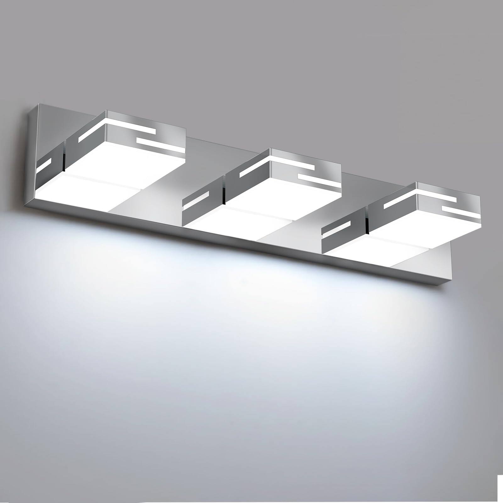 Front. Cedar Assembly - Led Modern Bathroom Vanity Light Fixtures cct Dimmable Matte Lights For Lighting Over Mirror With Rotatable - Chrome-Dimmable 3-Light, 22-inch.