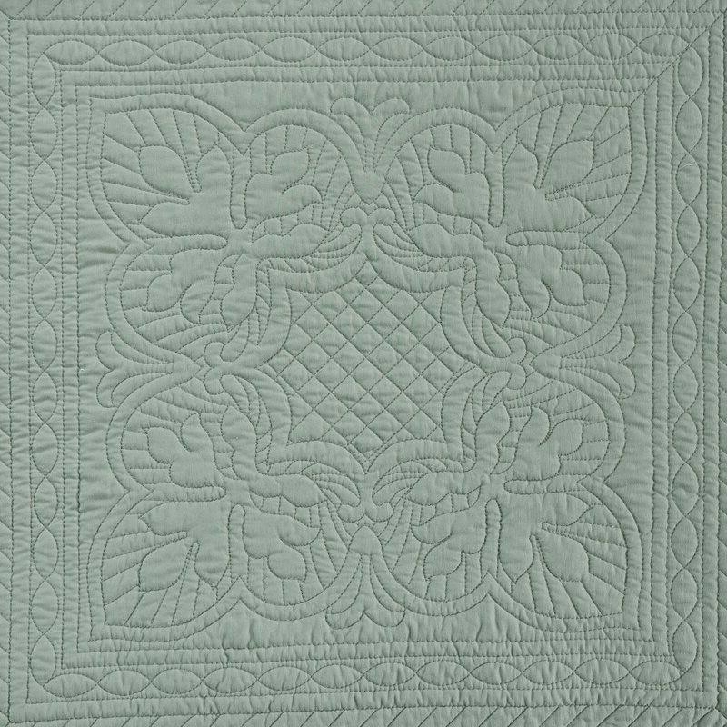 Alt View 1. Hivvago - King Size 3 Piece Reversible Scalloped Edges Microfiber Quilt Set in Seafoam - Seafoam.