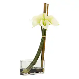 BreeBe - 18" Calla Lily with Bamboo Artificial Arrangement - Cream