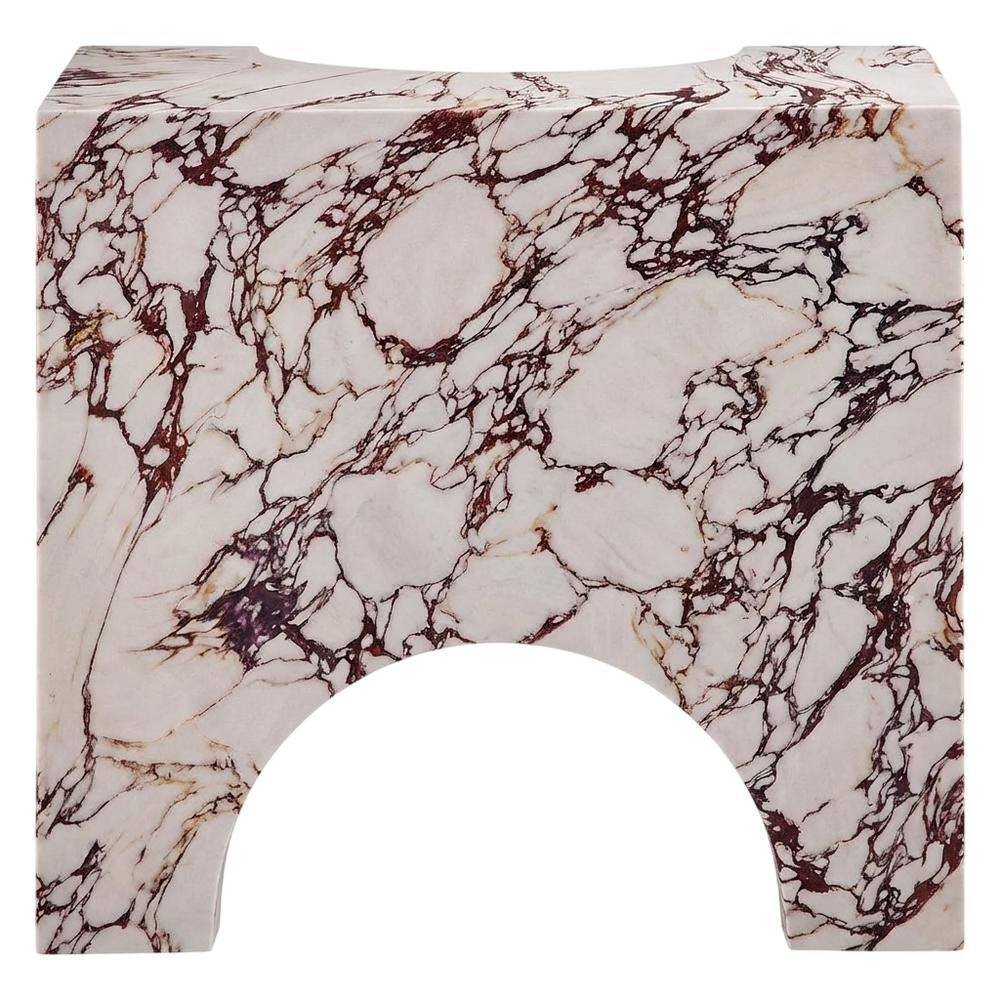 Back. Outdoor Escape - Outdoor Patio Arched Coffee Table In Concrete Finish With Durable Construction - Red.