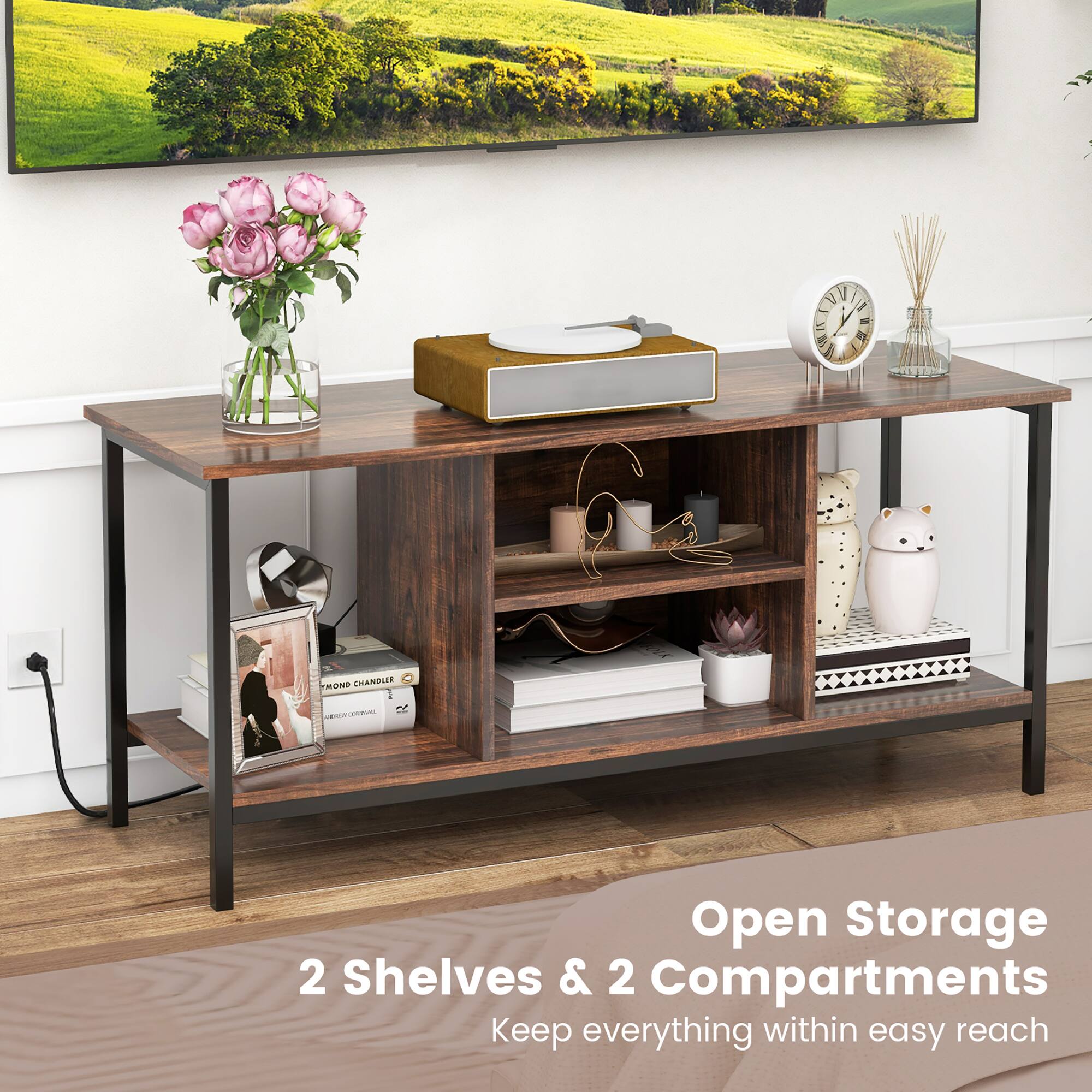 Open Storage 2 Shelves & 2 Compartments Keep everything within easy reach