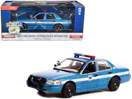 Greenlight - 2001 Ford Crown Victoria Police Interceptor Seattle Police Seattle Washington Hot Pursuit Series 1/24 - Blue Metallic