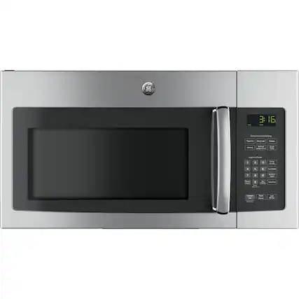 Front. GE - 1.6 Cu. Ft. Over-the-Range Microwave - Stainless Steel.