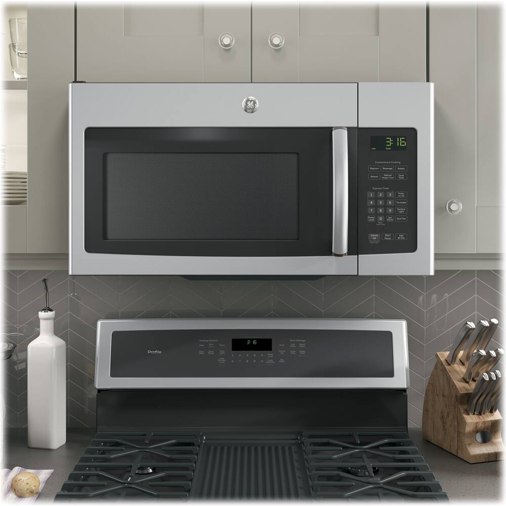 Alt View 14. GE - 1.6 Cu. Ft. Over-the-Range Microwave - Stainless Steel.