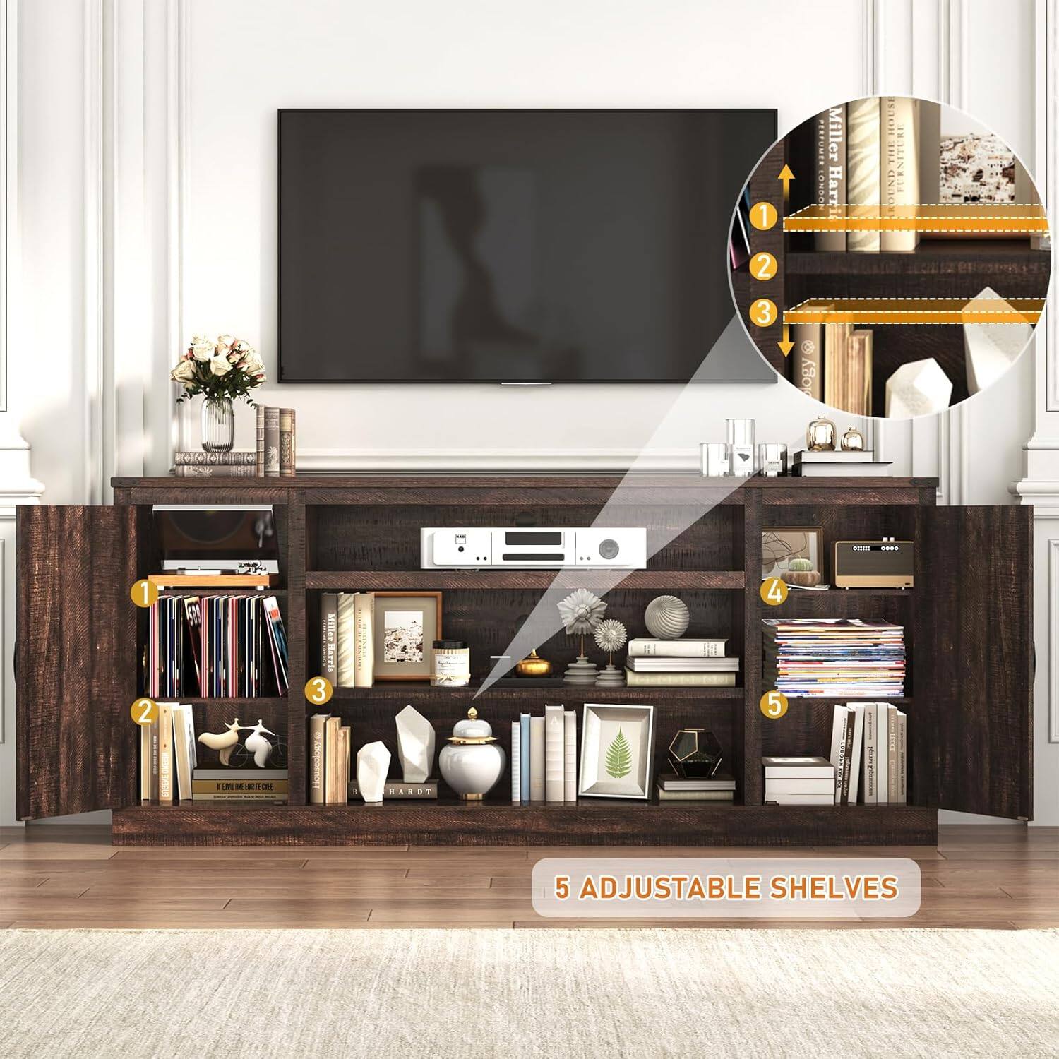 1 2 .......... Miller 3U37 Harri OIJHLON ENI PERNITER 3 S og) eiroltele I - 1 2 Miller Harvia 3 4 5 FRL  a HA. .. 5 ADJUSTABLE SHELVES