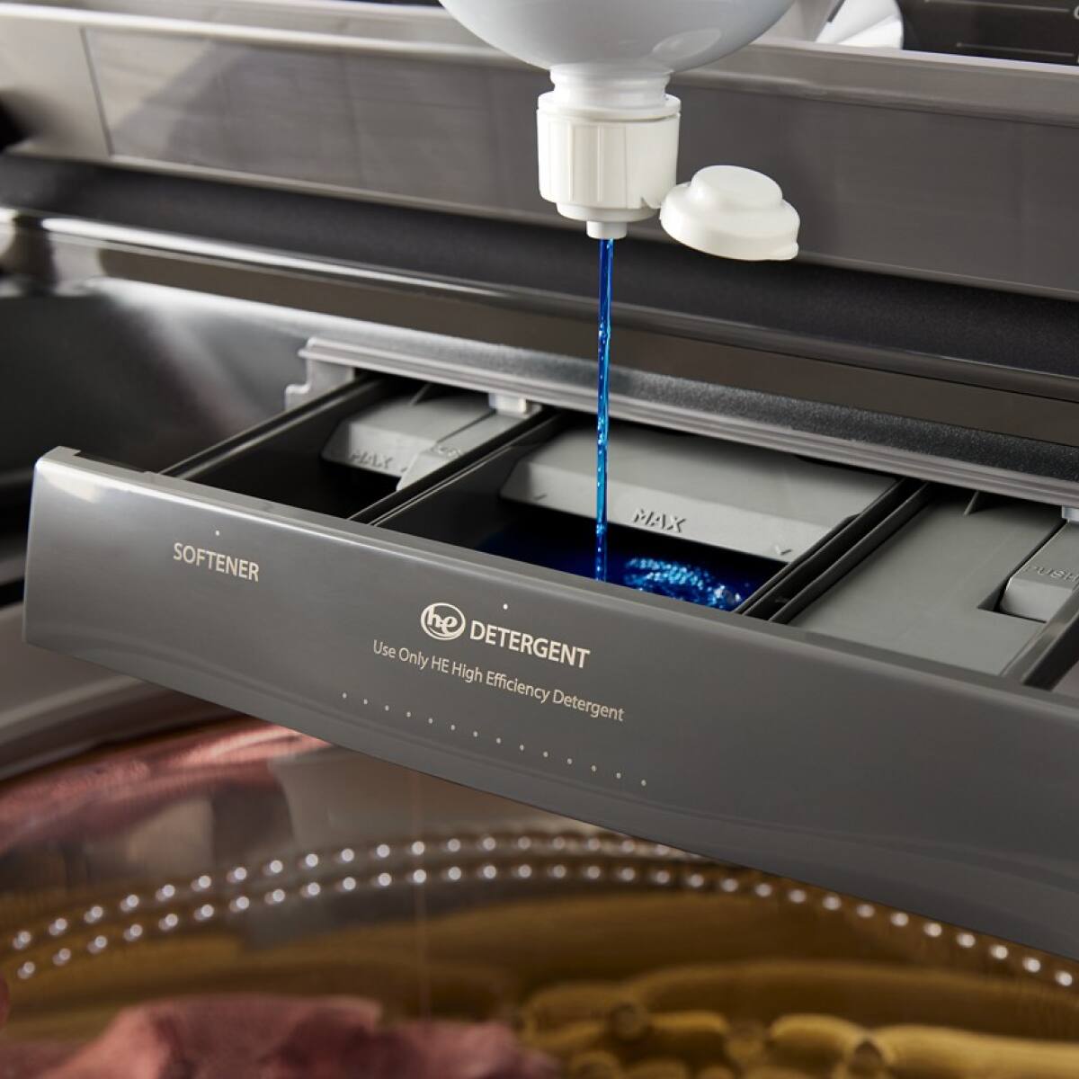 SOFTENER  
DETERGENT  
Use Only HE High Efficiency Detergent