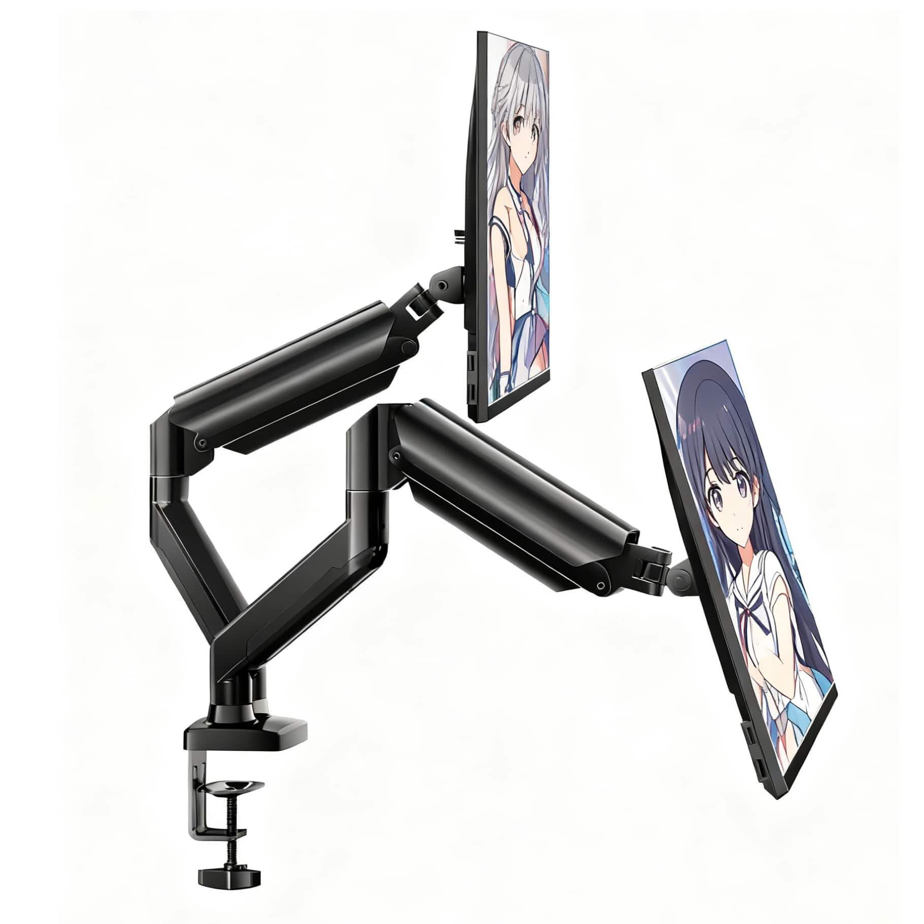 Ergear - Dual Monitor Stand, Full Motion Steel VESA Mount, 17-32 Inch Screen, 4.4-22 lbs Capacity, 75x75/100x100mm VESA - Black